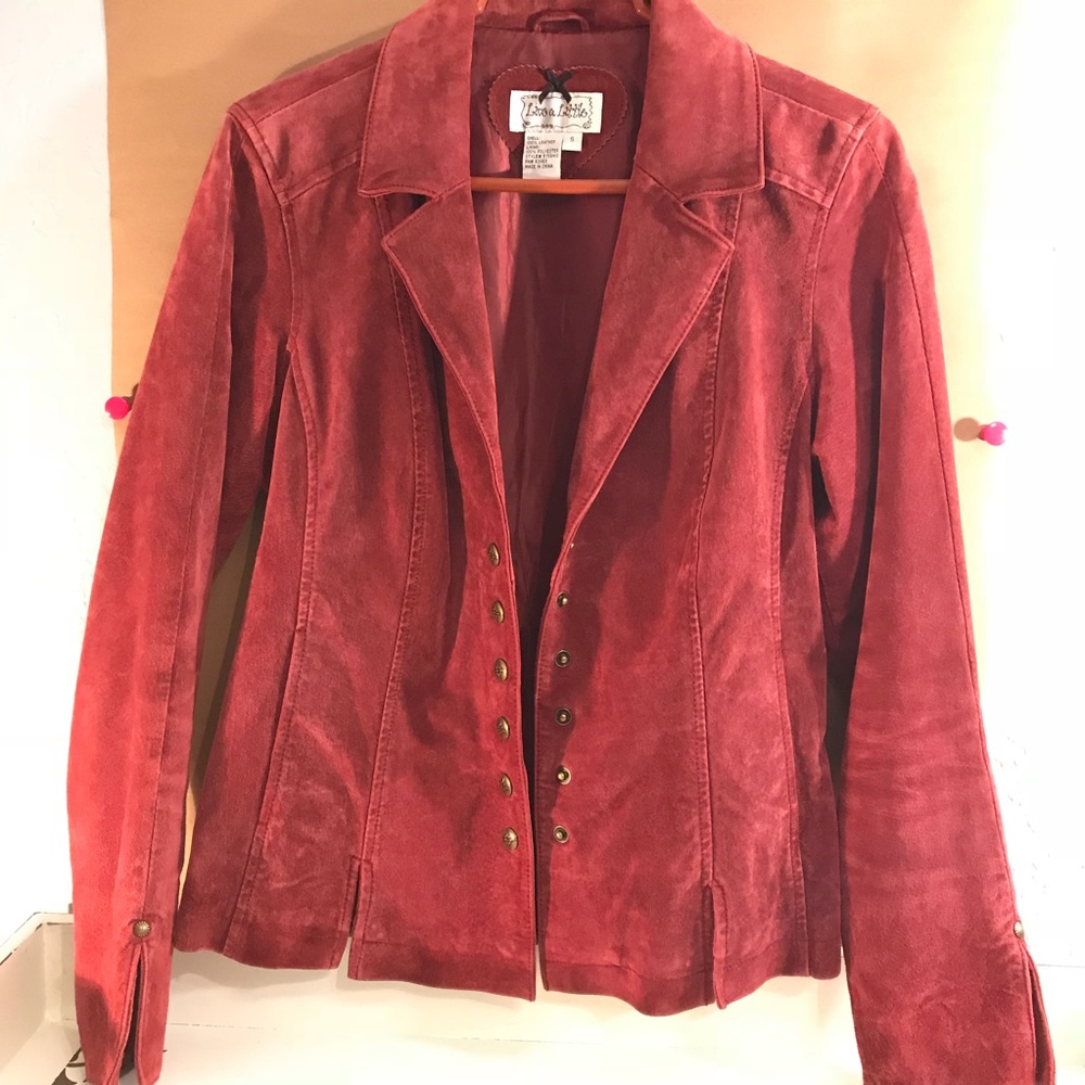 Red Suede Leather Jacket Machine Washable